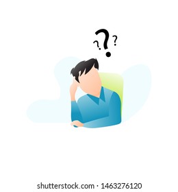 Illustration of men who are thinking using a flat design style