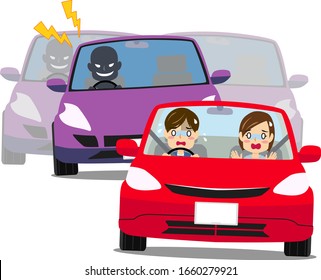 Illustration Of Men And Women Affected Of Tailgating Driving