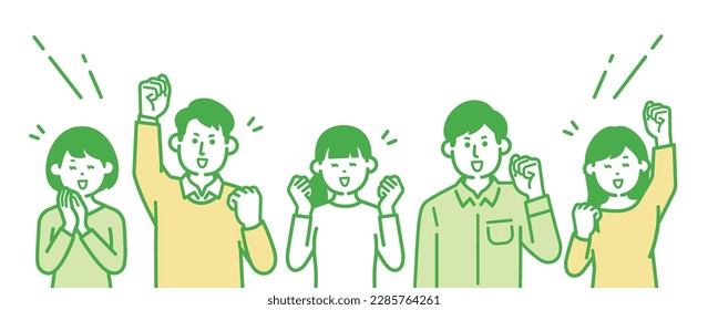 Illustration of men and women cheering