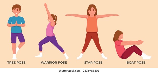 Illustration of men and women doing yoga pose exercises