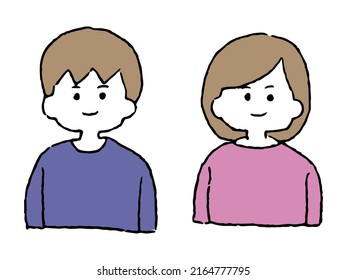 Illustration of men and women facing straight ahead