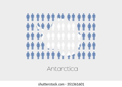 Illustration of Men and Women with the Flag of Antarctica