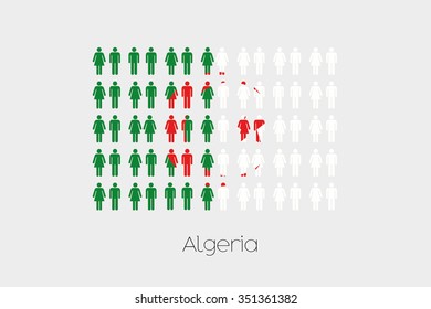 Illustration of Men and Women with the Flag of Armenia