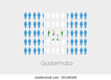 Illustration of Men and Women with the Flag of Guatemala