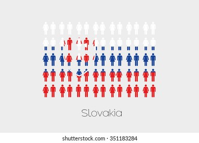 Illustration of Men and Women with the Flag of Slovakia