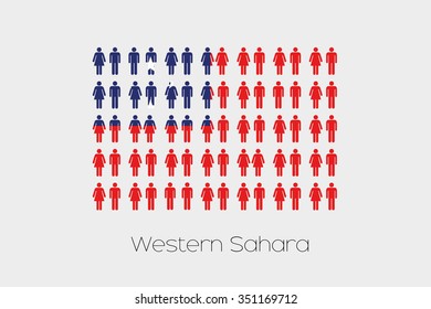 Illustration of Men and Women with the Flag of Western Samoa
