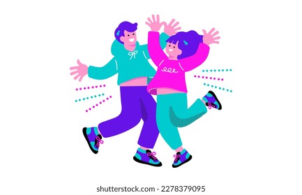 Illustration of men and women happy in pop colors