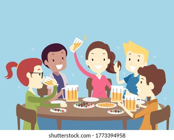 Illustration Men Women People Sitting Table Stock Vector Royalty Free Shutterstock