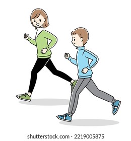 Illustration of men and women running.