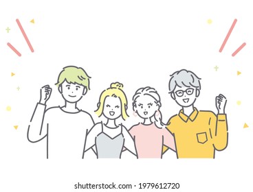 Illustration of men and women with shoulders. vector.