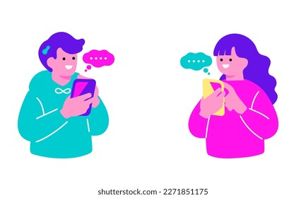 Illustration of men and women using smartphones