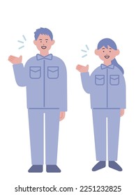 Illustration of men and women in work clothes to guide