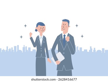 Illustration of men and women working hard on job hunting