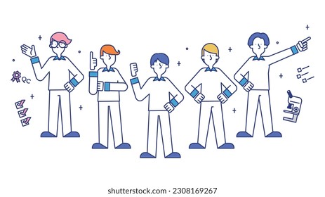 It is an illustration of a men working in a quality control job.