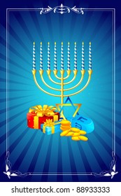 illustration of menorah candle with gift box for shabbat