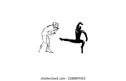 Illustration of men's body and male anatomy.yoga Front, back and side view. Outline Vector Illustration - Vector