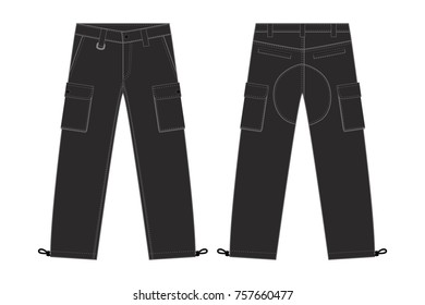 Illustration of men's cargo pants(black)