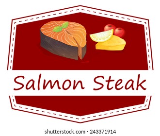 Ilustración de un menú de filete de salmón