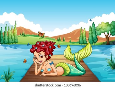 Illustration of a mermaid at the diving board