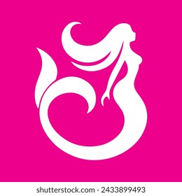 Ilustración de un logotipo de sirena sobre un fondo rosa