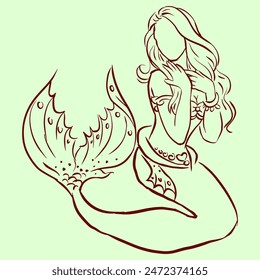 Illustration of mermaid vector for card, decoration, illustration