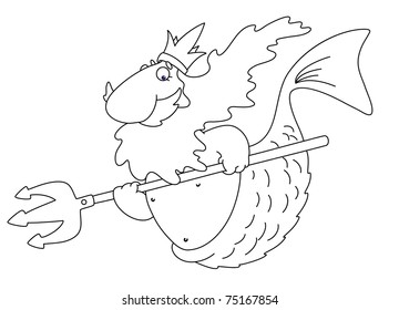 illustration of a merman outlined