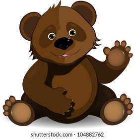 illustration merry brown teddy bear on a white background