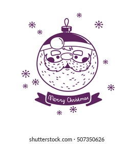 Illustration merry christmas black and white Santa Claus