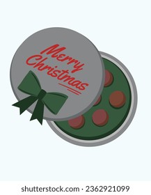  Illustration Merry Christmas with a Box Of Chocolates