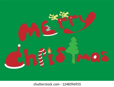 Illustration merry christmas cartoon font design 