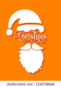 Illustration of Merry Christmas with cute Santa face for the celebration of Christian community festival.