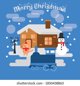 illustration for merry christmas greeting card