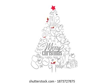 illustration of Merry Christmas , Happy New Year and holiday background with 3d tree