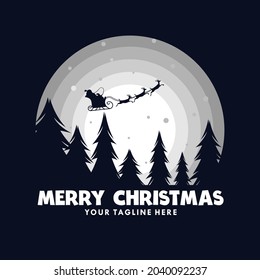 illustration merry christmas logo design template