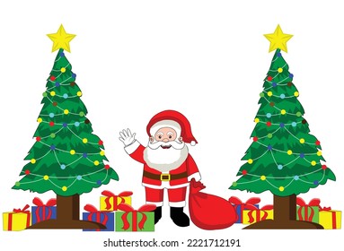 illustration merry christmas with so many gifts