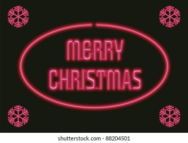 Illustration of a merry christmas neon sign