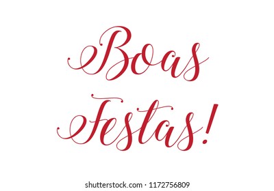 Illustration of Merry Christmas in Portuguese - Boas Festas