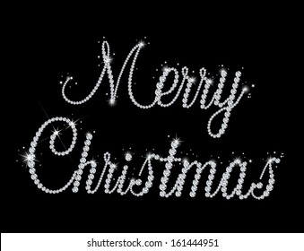 Illustration of Merry Christmas text with diamond. Vector