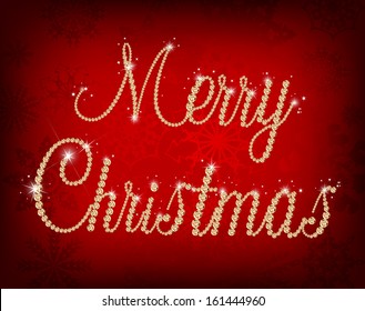 Illustration of Merry Christmas text with diamond. Vector