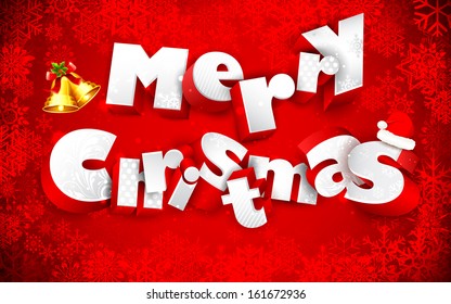 illustration of Merry Christmas text on snowflakes background