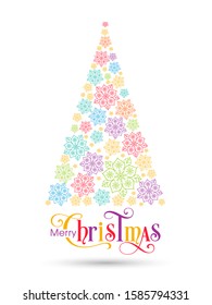 Illustration of Merry Christmas with tree for the celebration of Christian community festival.