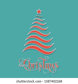 Illustration of Merry Christmas with tree for the celebration of Christian community festival.