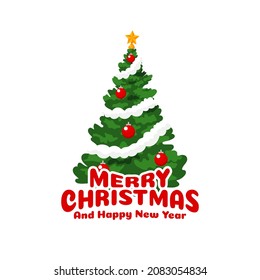 illustration Merry Christmas vector text Calligraphy Lettering card design template.