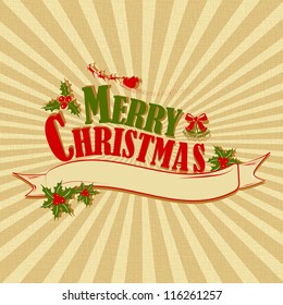 illustration of merry Christmas vintage card with decoration