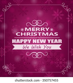 Illustration Merry Christmas Wishes, Typography Design. Celebration Card Frame - Vector