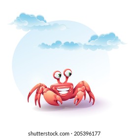 illustration merry crab on a background of sky