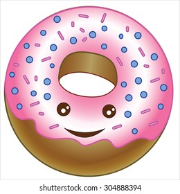 Illustration merry donut on a white background