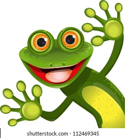 Illustration, Merry Green Frog With Greater Eye
