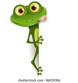 illustration, merry green frog with greater eye