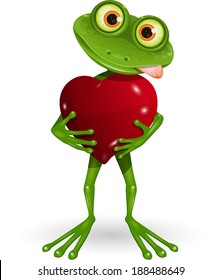Illustration A Merry Green Frog With Heart